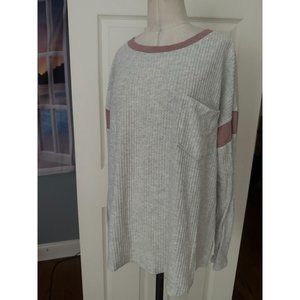 So brand thermal look L/S top off white with pink stripe XL